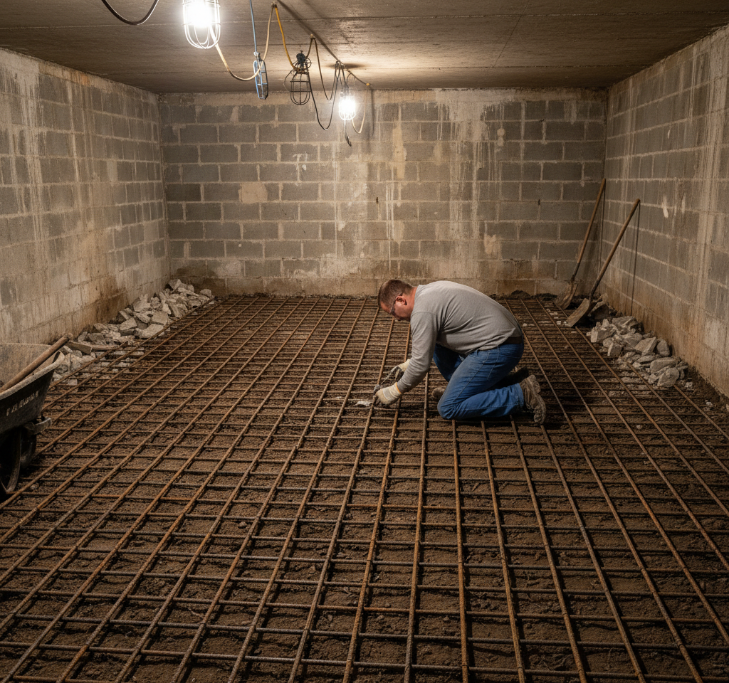 Slab replacement is a method for raising an uneven basement concrete floor when the concrete is really damaged and cracked. 